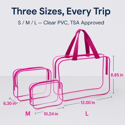 Clear Travel Bags Set for Toiletry Organization