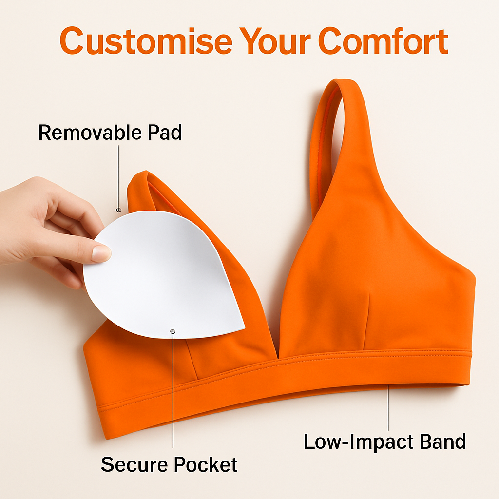 Women Deep V-Neck Sports Bra for Gym - Low-Impact Comfort