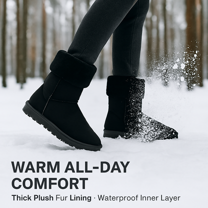 Snow Boots Waterproof Faux Suede Mid-Calf Fur Lining