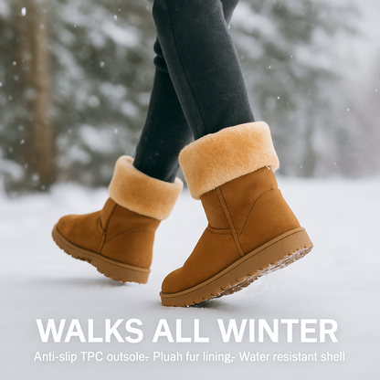 Snow Boots Waterproof Faux Suede Mid-Calf Fur Lining