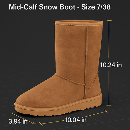 Snow Boots - Waterproof Faux Suede Mid-Calf with Warm Lining