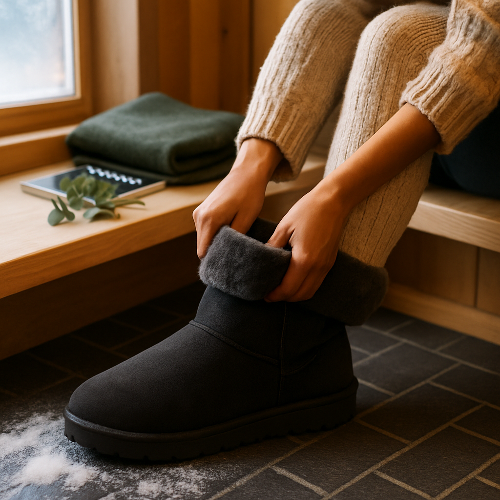 Snow Boots - Waterproof Faux Suede Mid-Calf with Warm Lining