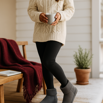 Women Snow Boots Suede Mid-Calf with Knit Lining