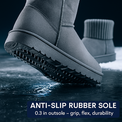 Women Snow Boots Suede Mid-Calf with Knit Lining