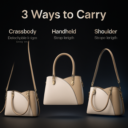 Chic Tote Bag for Women - White Leather Satchel & Crossbody