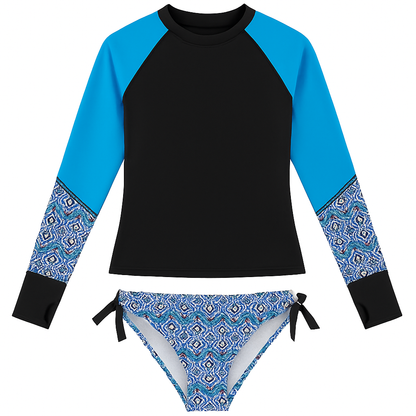 Women Long Sleeve 2-Piece Swimwear Top for Surfing and Beach