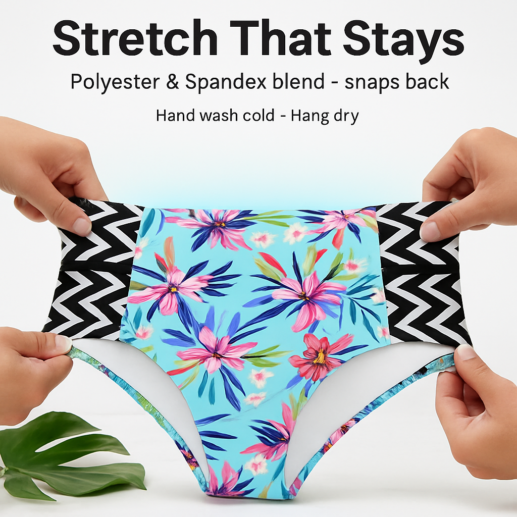 Floral Padded Push-Up Bikini Set with High-Waist