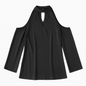 Off-the-Shoulder Blouse with V-Neck and Long Sleeves