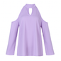 Off-the-Shoulder Blouse with V-Neck and Long Sleeves