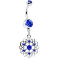 Royal Blue Gem Twist Flower Dangle Belly Ring