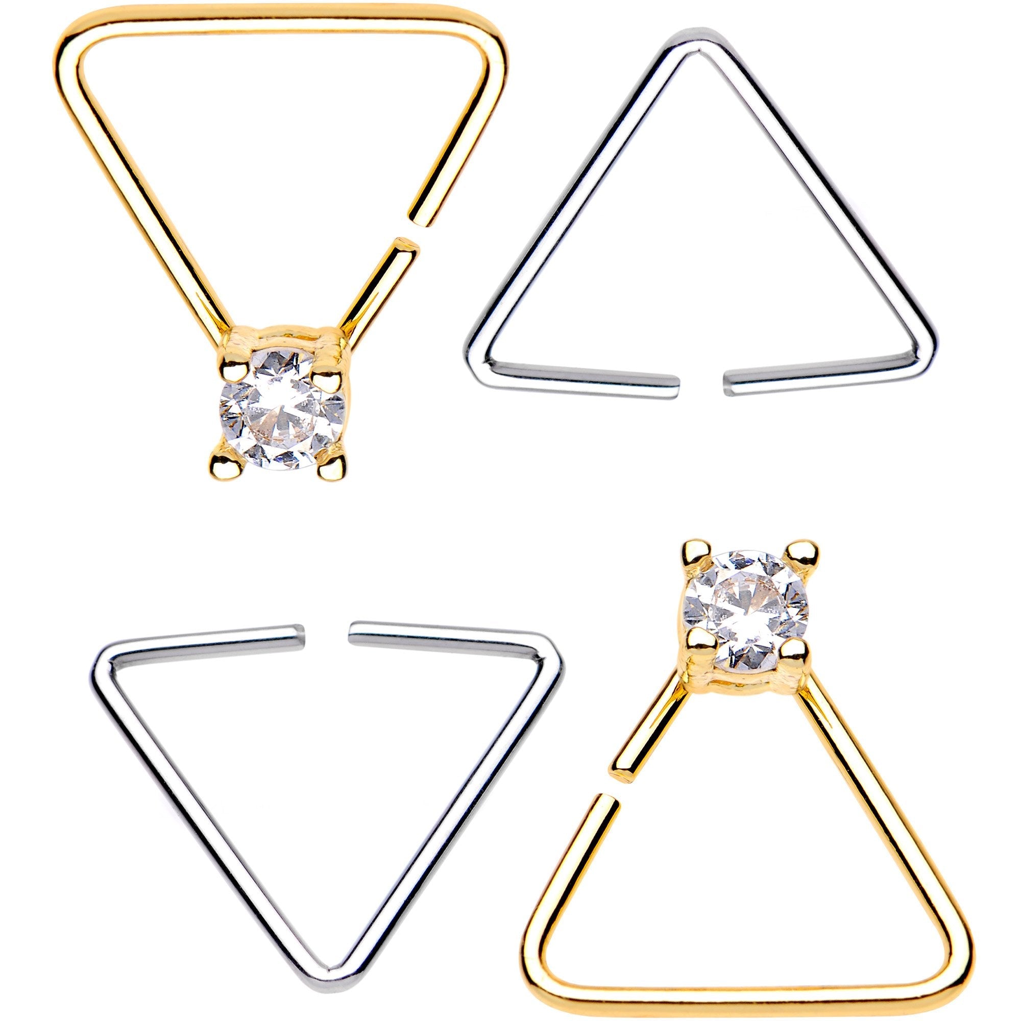 20G 3/8 Clear Gem Multi Triangle Seamless Ring Set