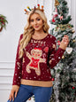 Gingerbread man pattern long sleeved pullover sweater