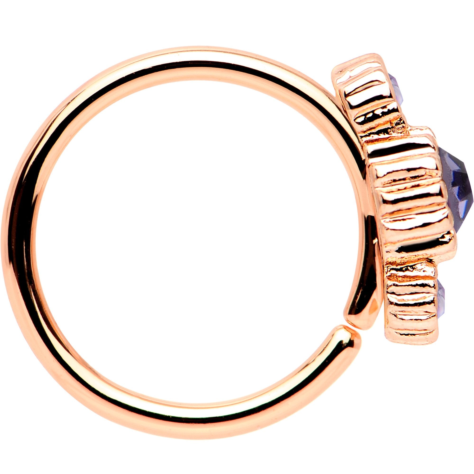 20G Purple CZ Gem Rose Gold IP Triplet Seamless Circular Ring