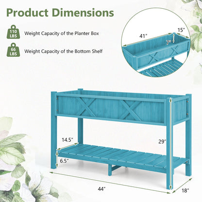Poly Wood Elevated Planter Box with Legs Storage Shelf Drainage Holes