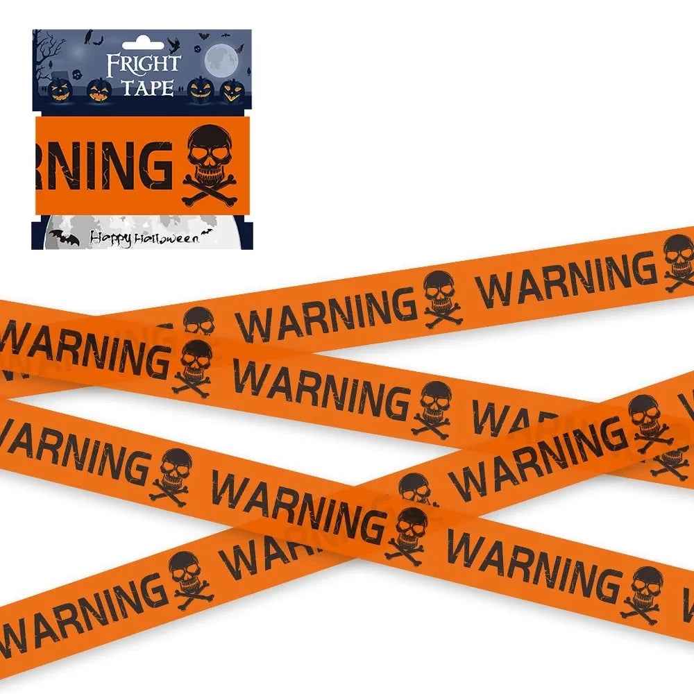 Halloween Skull Head Warning Tape | 19.69 ft x 3.15 in Plastic Decoration