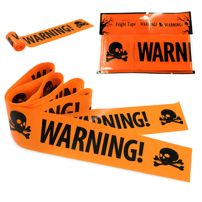 Halloween Skull Head Warning Tape | 19.69 ft x 3.15 in Plastic Decoration
