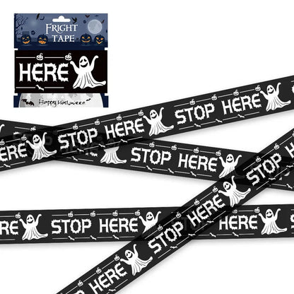 Halloween Skull Head Warning Tape | 19.69 ft x 3.15 in Plastic Decoration