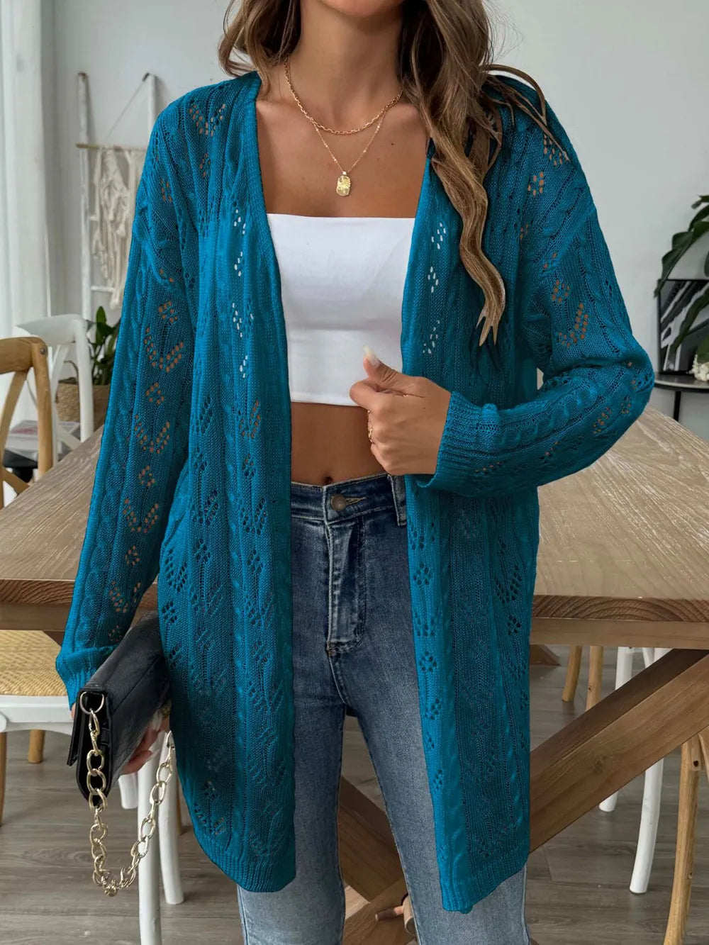 Hollow woven sweater without buttons air-conditioned sweater casual jacket