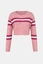 Hooded sweater base knit sweater short top contrasting color striped women