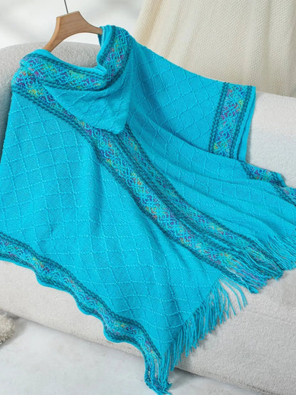 Hooded tassel cloak sweater shawl women's coat