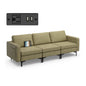 Convertible Leather Sofa Couch with Magazine Pockets 3-Seat with 2 USB Port