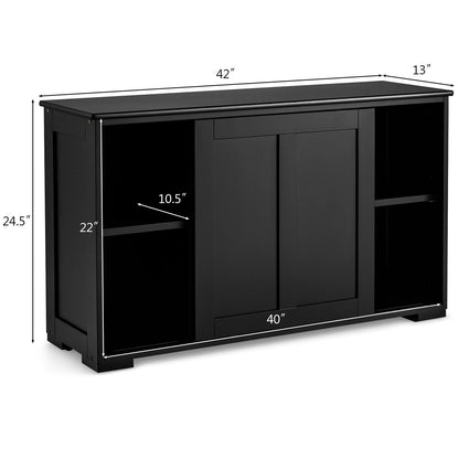 Kitchen Storage Cabinet with Wood Sliding Door