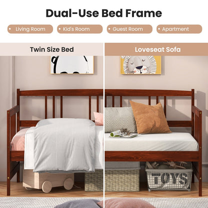 Twin Size Wooden Slats Daybed Bed with Rails