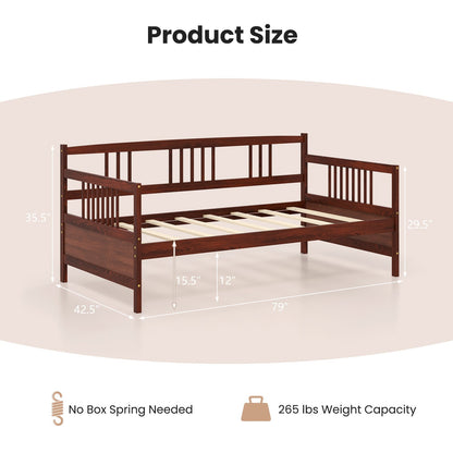 Twin Size Wooden Slats Daybed Bed with Rails