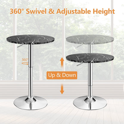 360° Swivel Cocktail Pub Table with Sliver Leg and Base