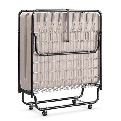 Rollaway Guest Bed with Sturdy Steel Frame and Memory Foam Mattress Made in Italy