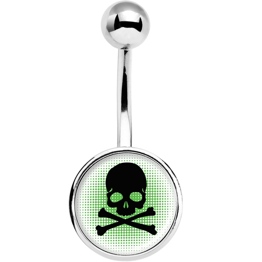 Green Black Skull Belly Ring