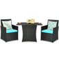 3 Pieces Patio Rattan Furniture Set with Cushion and Sofa Armrest