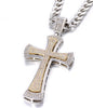 Curved Iced Out Silver Cross Necklace for Men Swag Silver Gold CZ Heavy Stainless Steel Thick Curb Chain Jewelry Iced Out Rapper (Copy)