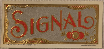 Antique “Signal” Gold Embossed Cigar Label American Lithographic Co 1900s 1920s NOS 🚬
