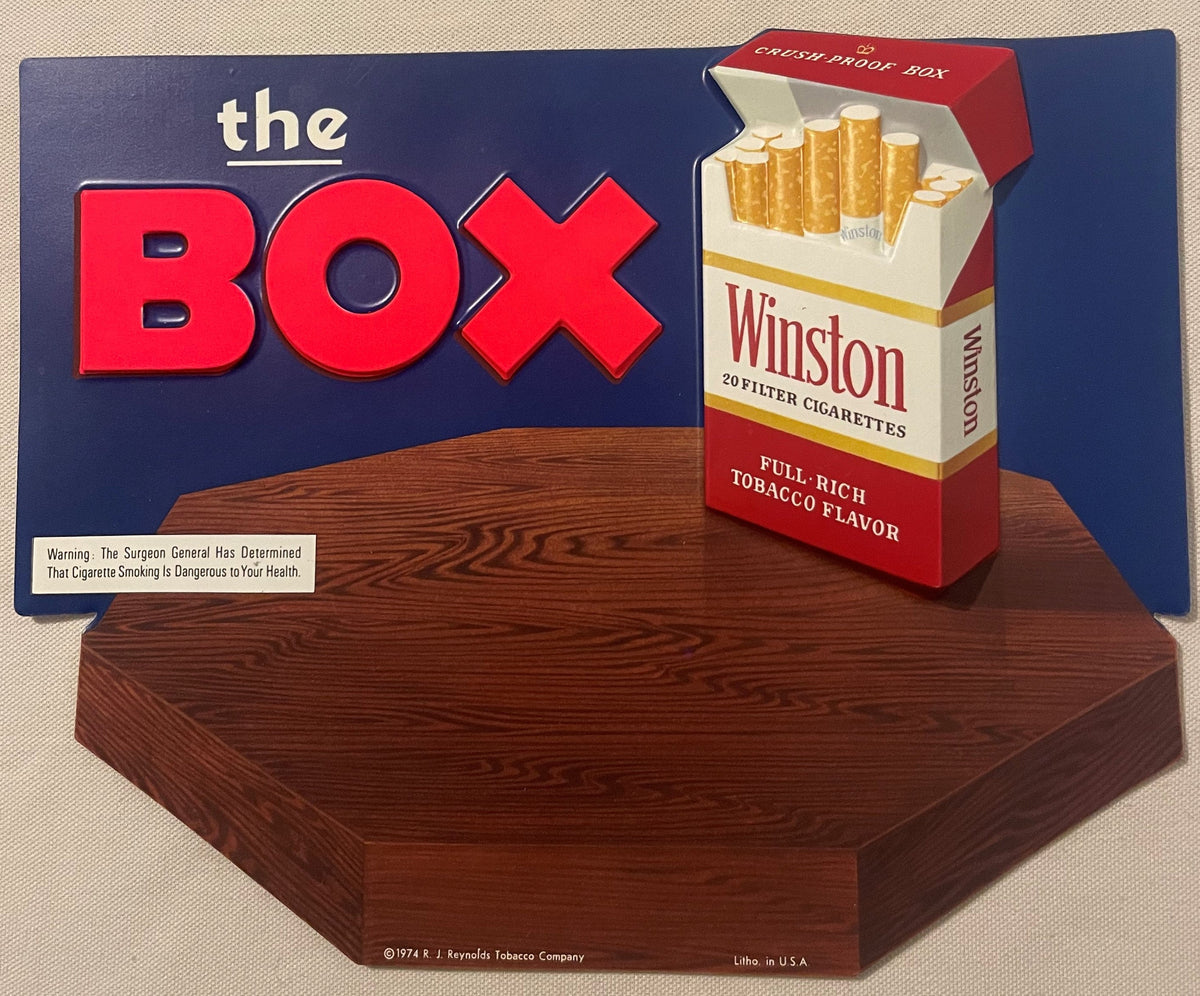 Vintage 1974 Winston "The BOX" 3D Embossed Cigarette Sign 📦 R.J. Reynolds Counter Display NOS