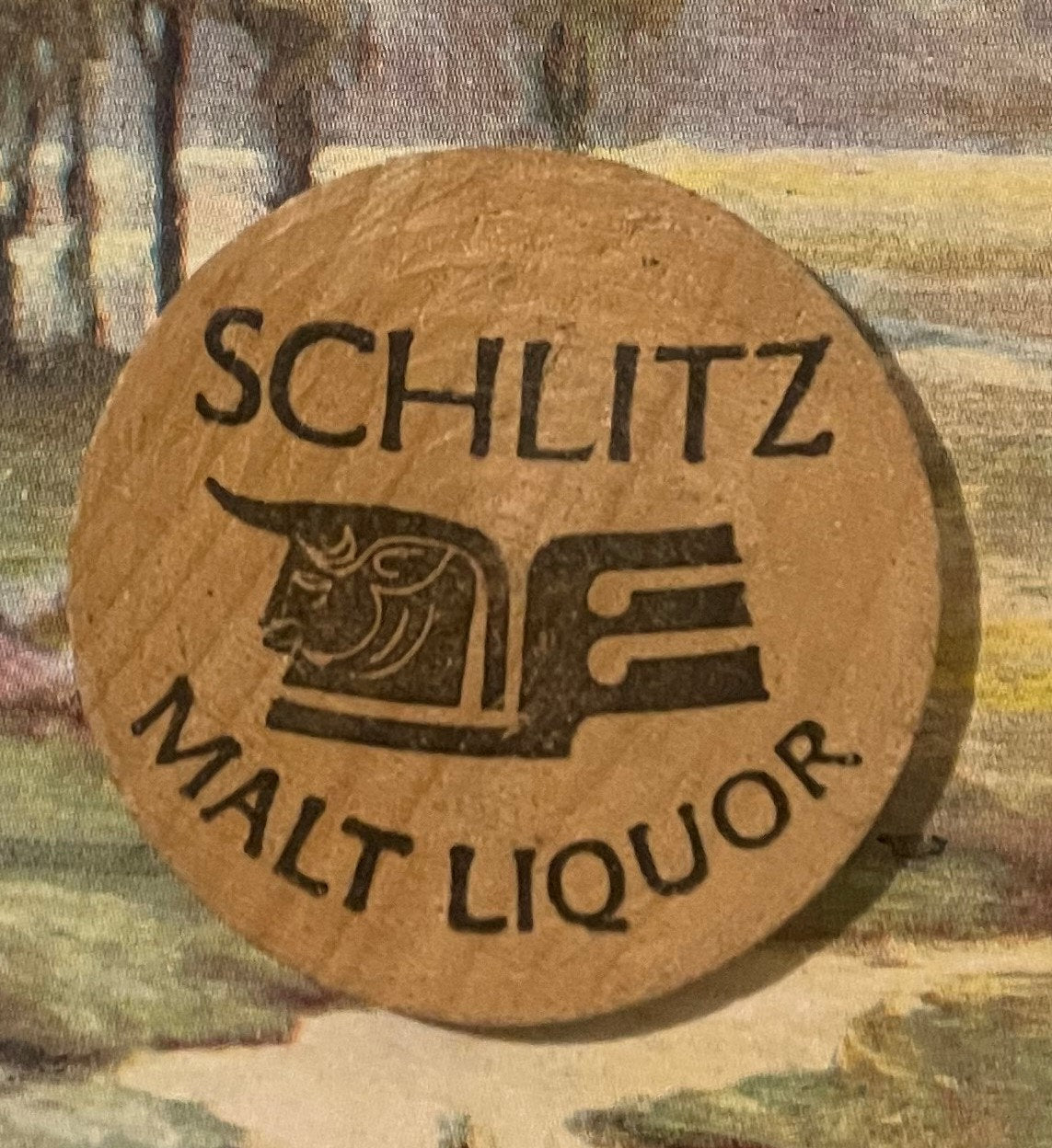 Vintage Schlitz Malt Liquor Wooden Nickel Don't Take Wooden Nickels Chief Head Breweriana Beer Advertising Token Collectible 🍺