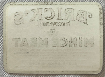 Antique Brick's Nonpareil Mince Meat Label 🦁 5 LB SIZE, Edgar Brick & Sons Crosswicks NJ, NOS 1910s-1930s