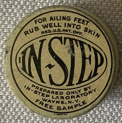 Antique 1910s In-Step Foot Remedy Free Sample Tin In-Step Laboratory Wayne NY Small Apothecary Medicine Tin 2.5 Inch 🥫