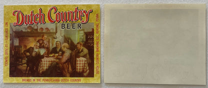 Vintage Dutch Country Beer Label 🍺 Old Reading Brewery Reading PA NOS 1960s Pennsylvania Dutch Breweriana