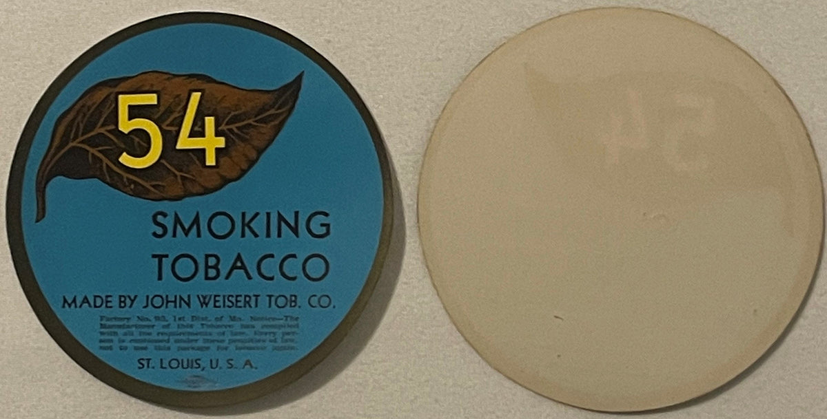Antique 54 Smoking Tobacco Label 🍂 John Weisert Tobacco Co. St. Louis, Missouri – 1910s–1930s Collectible
