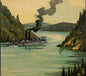 Antique Hudson River Steamboat Broom Label NOS 🧹 1910s–20s Advertising Art 🚢