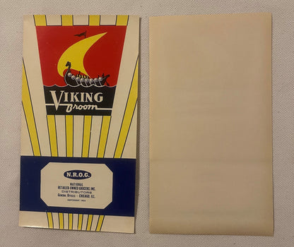 Vintage 1935 Viking Broom Label NOS NROG National Retailer Owned Grocers Chicago Art Deco Nautical Ship Dated Collectible 🧹