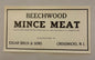 Antique Beechwood Mince Meat Label 🥧 LARGE VERSION, Edgar Brick & Sons Crosswicks NJ, Rum Recipe NOS 1910s