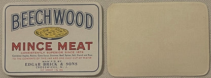 Antique Brick's Beechwood Mince Meat Label 🥧 Edgar Brick & Sons Crosswicks NJ NOS Pie Litho 1910s–1930s