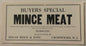 Antique Buyers Special Mince Meat Label 🍎 LARGE VERSION, Edgar Brick & Sons Crosswicks NJ, NOS 1910s