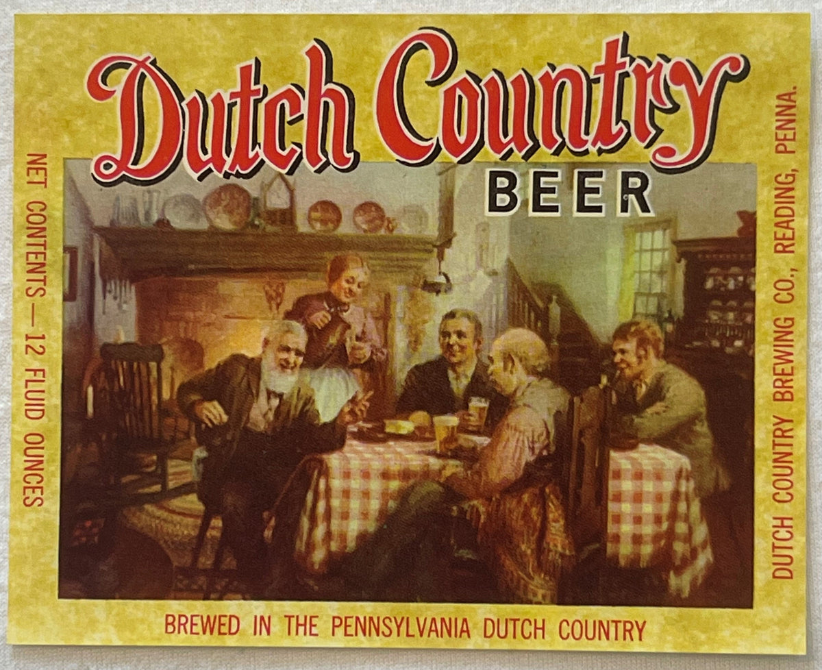 Vintage Dutch Country Beer Label 🍺 Old Reading Brewery Reading PA NOS 1960s Pennsylvania Dutch Breweriana