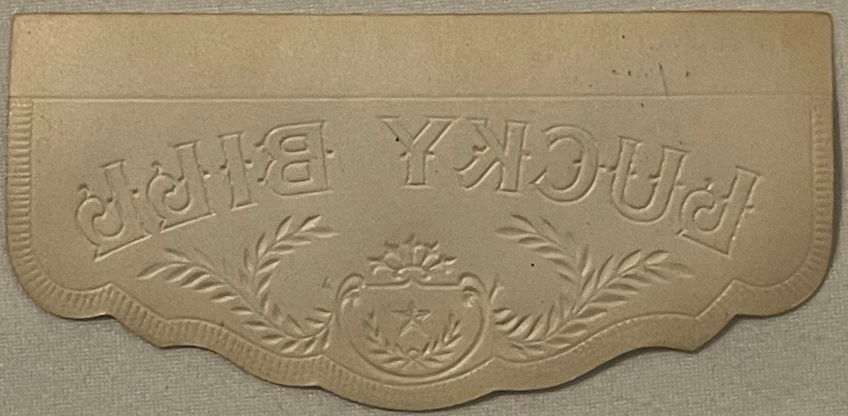 Antique Lucky Bill 🍀 Gold Embossed Cigar Box Back Flap Label NOS 1900s Green Red Victorian