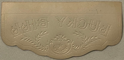 Antique Lucky Bill 🍀 Gold Embossed Cigar Box Back Flap Label NOS 1900s Green Red Victorian