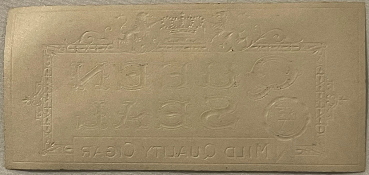 Antique Queen Seal 👑 Gold Embossed Chromolithograph Cigar Box Label | 1900s–1920s New Old Stock