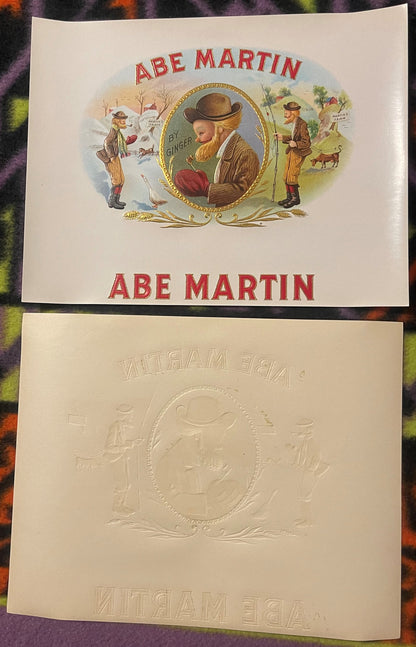 Antique 1900s - 1930s Abe Martin Embossed Cigar Label 🚬 Famous Cartoon, Kin Hubbard